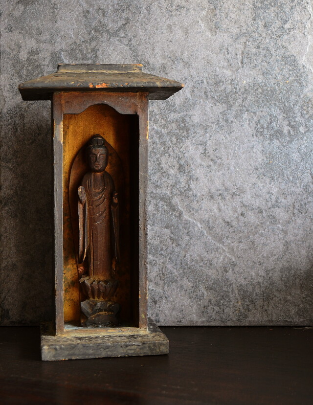 即納即納【琴》送料無料 仏教美術 時代木彫観音立像 TD634 仏像