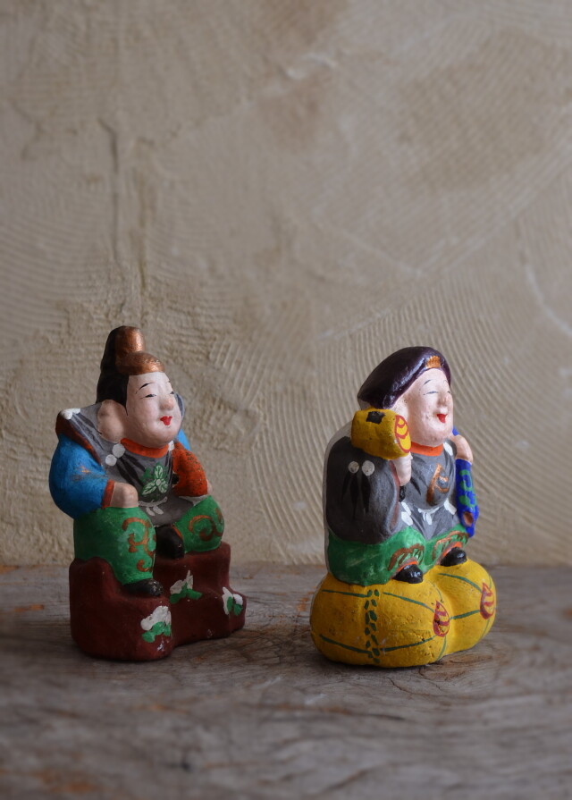 郷土人形 ポップなカラーの恵比寿大黒 民藝 郷土玩具 土人形 可愛い土