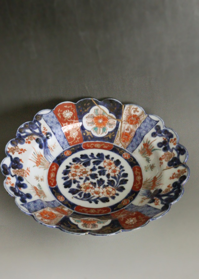 オールド香蘭社 金襴手花輪皿 色絵鉢 菓子器 飾り皿 金直し 直径 